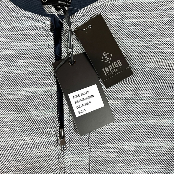 Indigo Star Men’s Small Muli Navy Twill Full Zip Bomber Shirt Jacket NWT - Picture 4 of 11